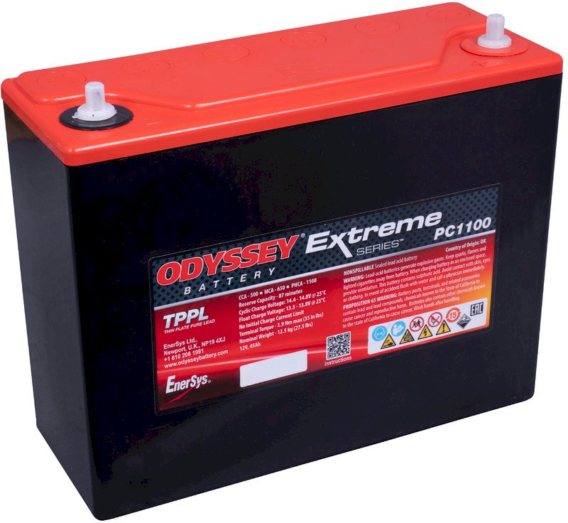 Inspicere Bygge videre på Store Batteri Odyssey MC Power PC1100 12V 45AH 500CCA